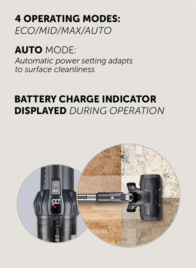 Cordless Vacuum Cleaner, Suction power 200, Inverter motor 600 W, 80 Mins Max Runtime, 2 Year Warranty