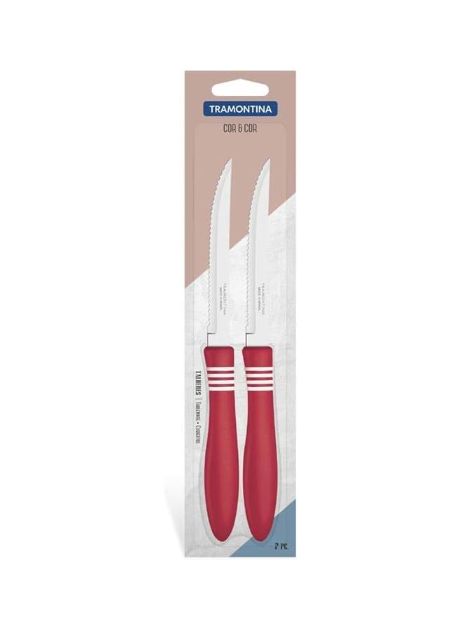 Cor and Cor Steak Knives Set - 2 Pieces,Red