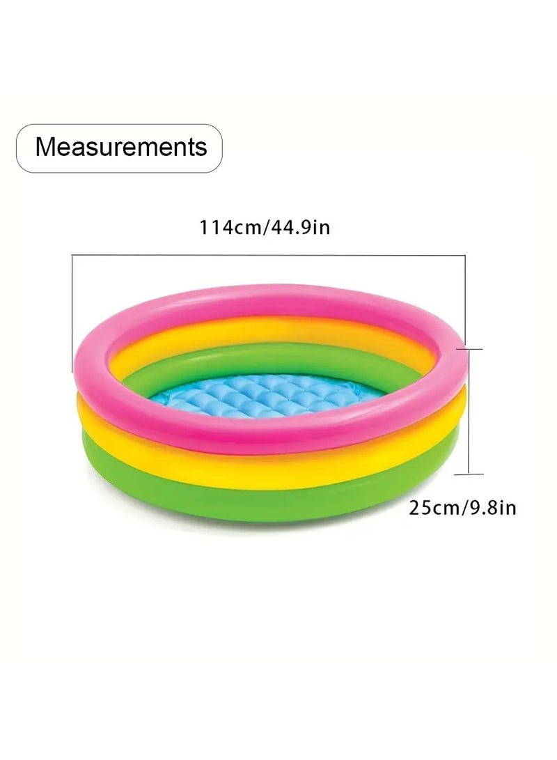 Round Inflatable Swimming Pool Kiddie Pool Blow Up Swimming Pool for Kids Toddler Bathing Tub Portable & Foldable (114x25 CM)