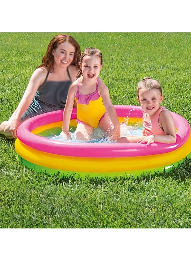 Round Inflatable Swimming Pool Kiddie Pool Blow Up Swimming Pool for Kids Toddler Bathing Tub Portable & Foldable (114x25 CM)
