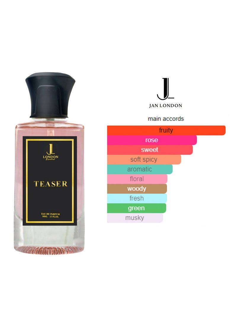 JAN LONDON ESSENTIAL - TEASER EDP Perfume For Men And Women Long Lasting Unisex Fragrance Inspired Perfumes for Ladies & Gents 50ml