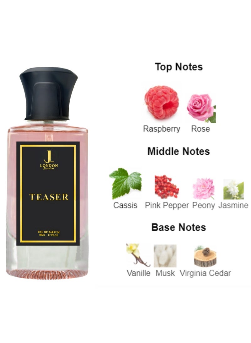 JAN LONDON ESSENTIAL - TEASER EDP Perfume For Men And Women Long Lasting Unisex Fragrance Inspired Perfumes for Ladies & Gents 50ml