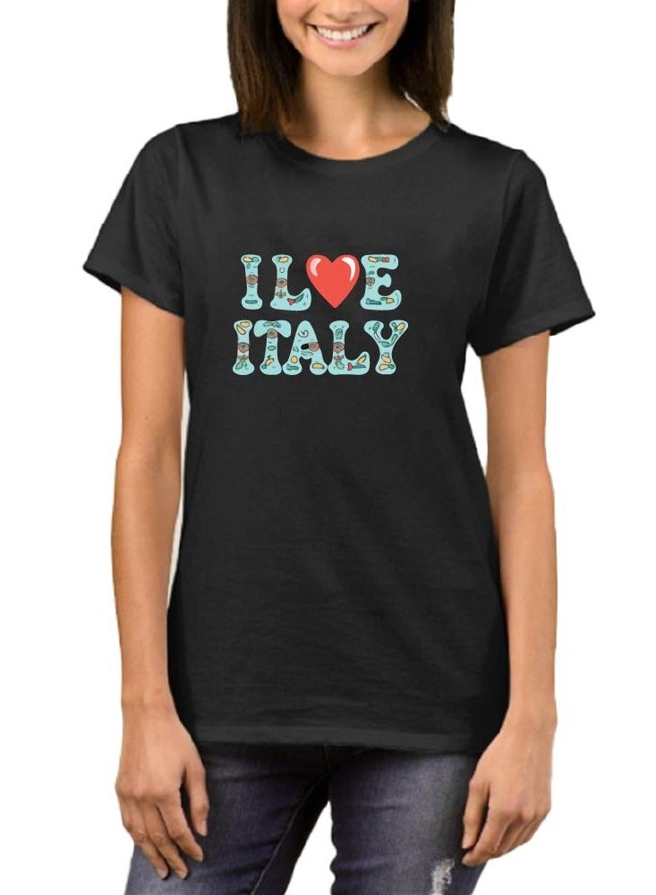 Italian Adult Women's T-Shirt - Round Neck Short Sleeve Cotton T-Shirt - Great Gift for Travelers - Soft and Comfortable Tshirt - Italy Souvenir T-Shirt