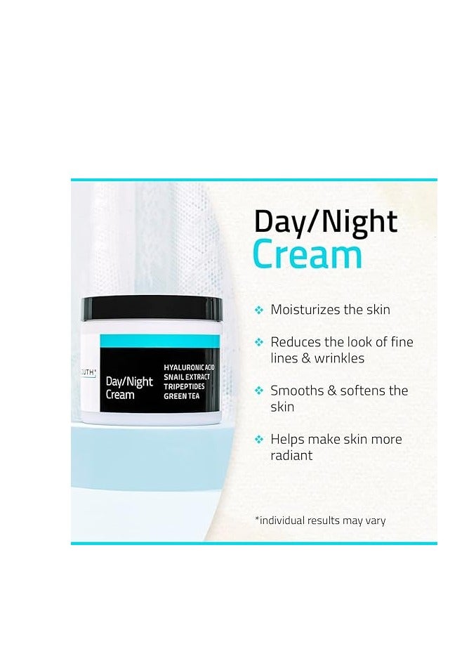 Yeouth Day / Night Cream with Hyaluronic Acid,Snail Extract, Tripeptides, 2oz