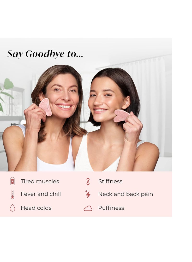 PLANTIFIQUE Gua Sha Rose Quartz Tool for Face Anti Aging Massage Tool - GuaSha Tool - Facial Skin Care Products - Massager for Your Skincare Routine