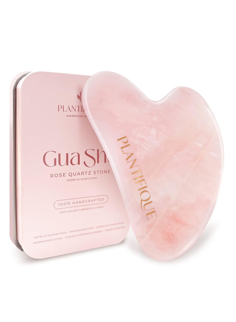PLANTIFIQUE Gua Sha Rose Quartz Tool for Face Anti Aging Massage Tool - GuaSha Tool - Facial Skin Care Products - Massager for Your Skincare Routine