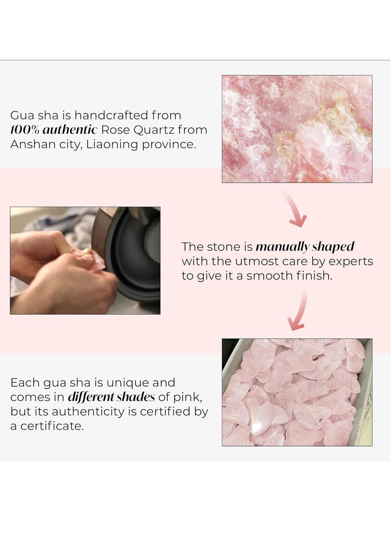 PLANTIFIQUE Gua Sha Rose Quartz Tool for Face Anti Aging Massage Tool - GuaSha Tool - Facial Skin Care Products - Massager for Your Skincare Routine