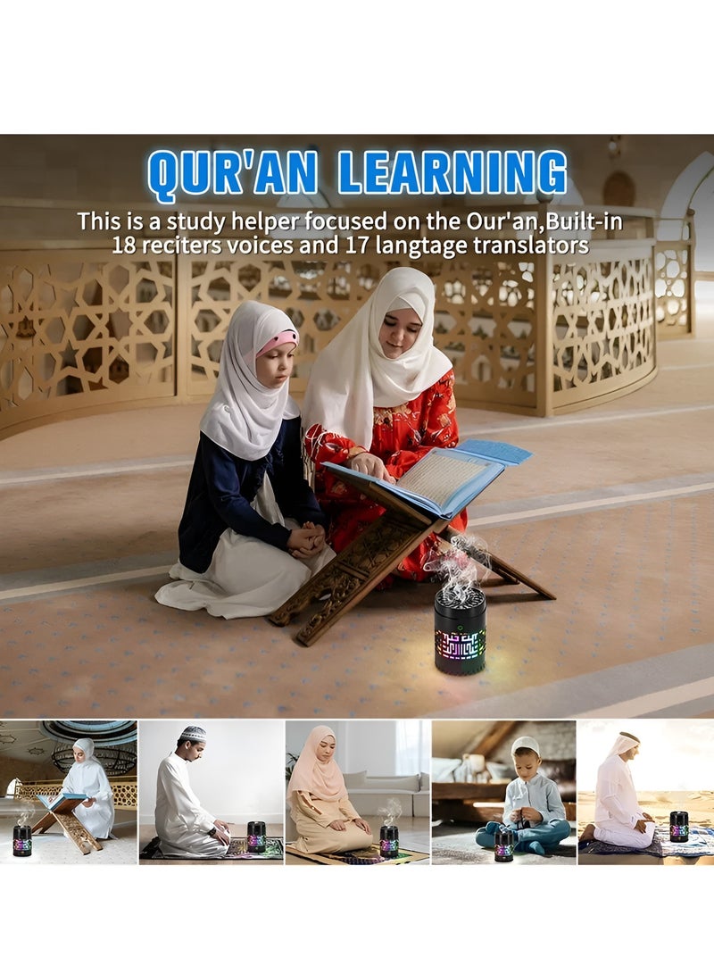 Car Bakhoor Burner 2 in 1 Portable Electric Car Bakhoor with Quran Speaker Multiple Lightning Arabic Aroma Diffuser Mini Car Incense Burner Decor for Car Home and Office USB Rechargeable