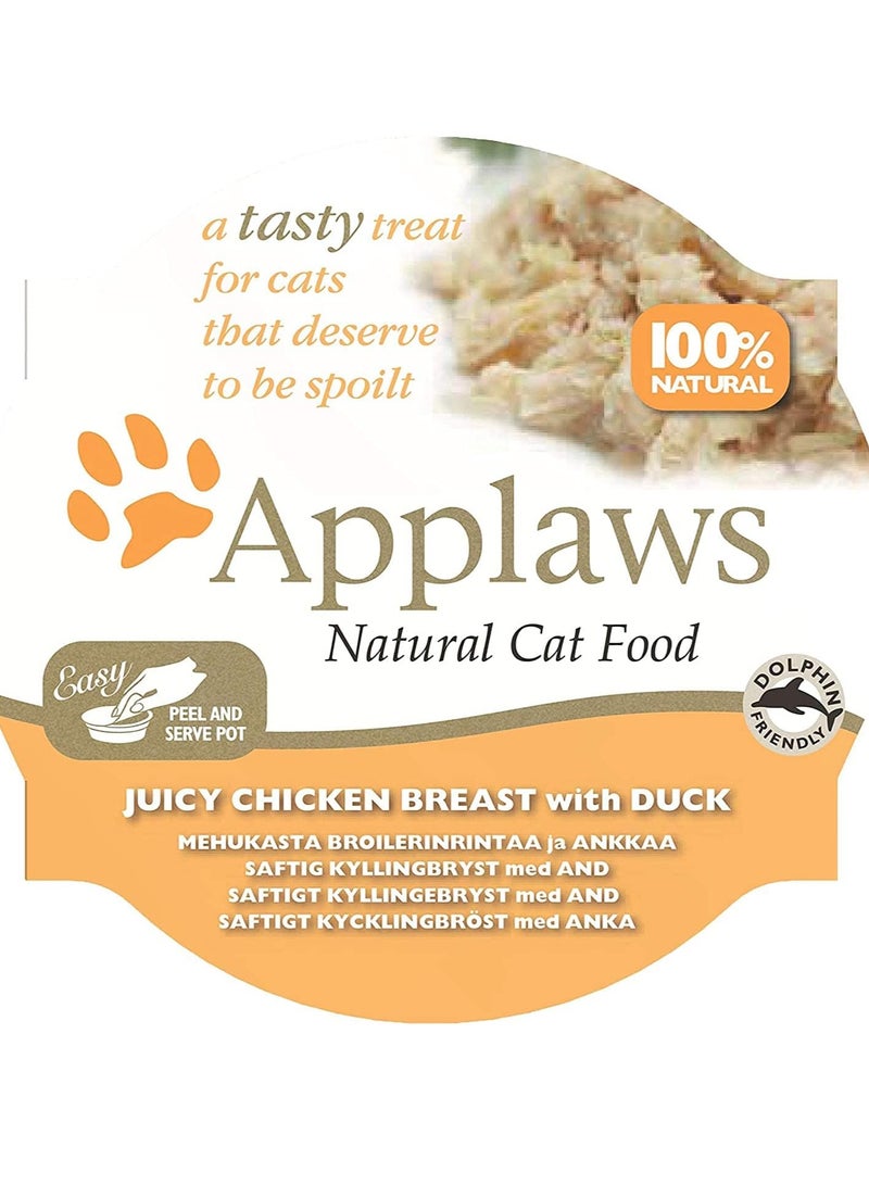 Applaws Natural Cat Food Chicken with Duck 60g Pot (Pack of 10)