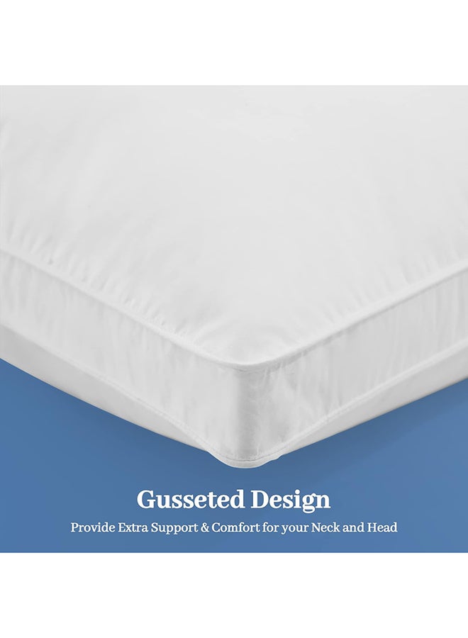 Princess Hotel Pillow Pack Of 2 Microfiber 1Cm Stripe Pillow, 1000Grms, Queen Cotton White 75x50x12cm