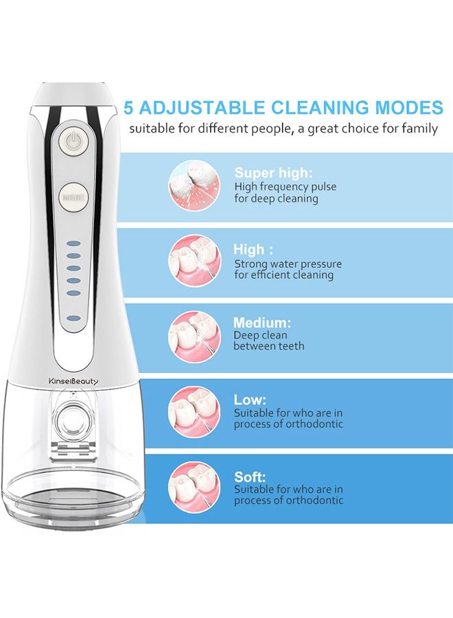 Upgraded 5 Mode Cordless Dental Water Flosser White