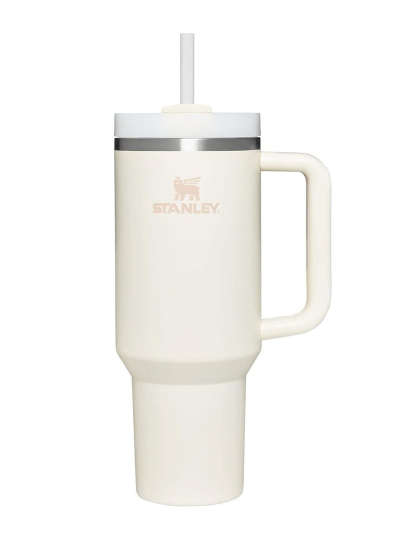 40oz Stanley Quencher H20 Flowstate Stainless Steel Vacuum Insulated Tumbler with Lid and Straw for Water, Iced Tea or Coffee, Smoothie and More, Cream (White)