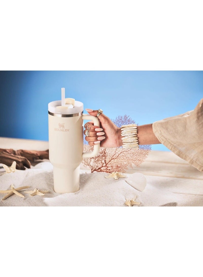 40oz Stanley Quencher H20 Flowstate Stainless Steel Vacuum Insulated Tumbler with Lid and Straw for Water, Iced Tea or Coffee, Smoothie and More, Cream (White)