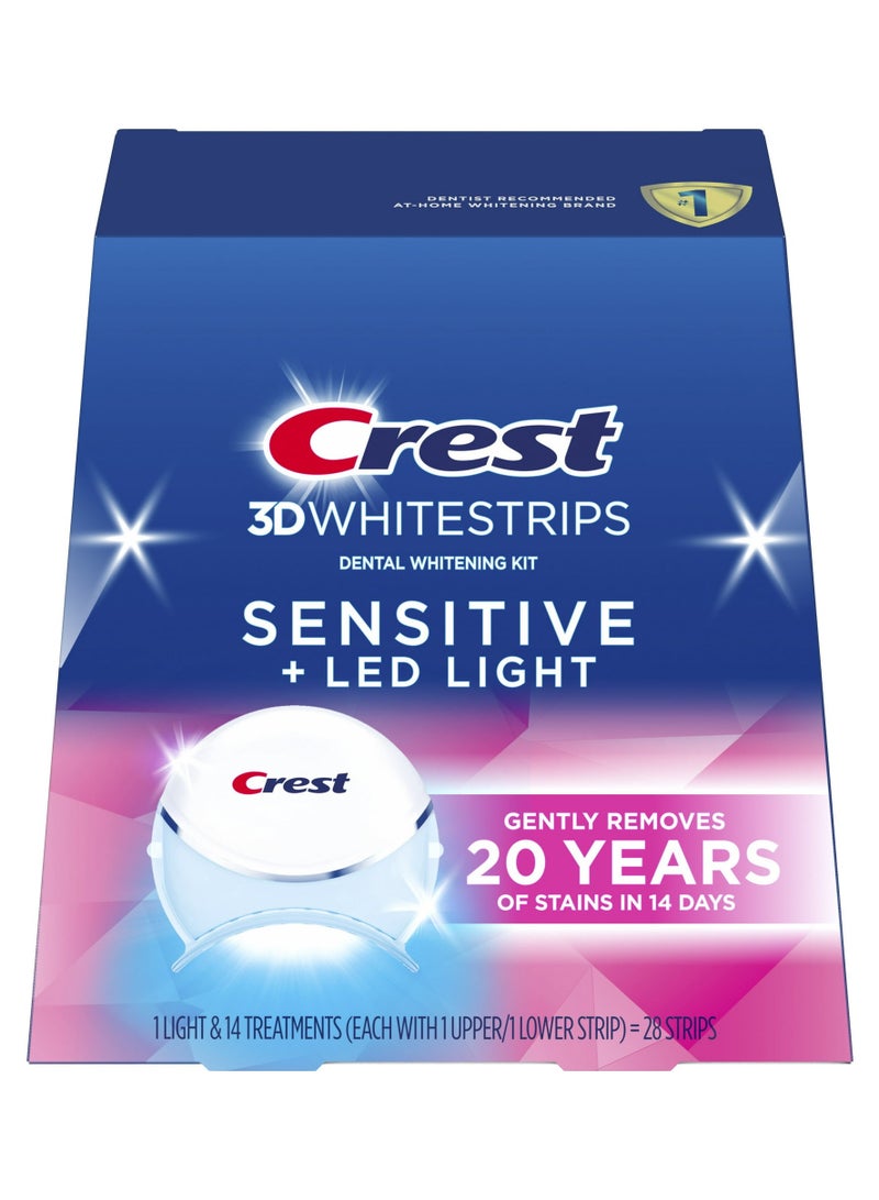 3DWhitestrips Sensitive + LED Light At-Home Teeth Whitening Kit