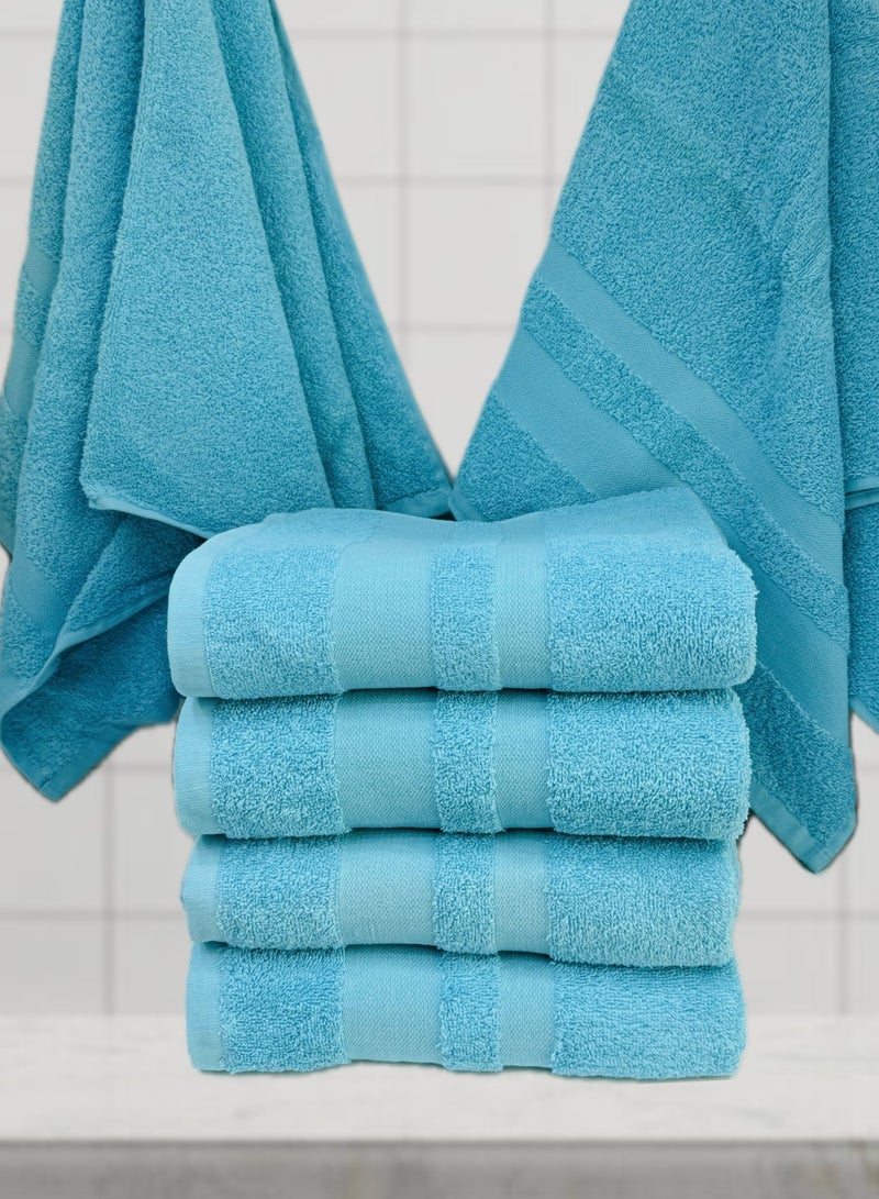 OTTO-Premium Quality 100% Cotton Hand Towels Multipurpose Use Towels with High Absorbency- Size 50*100 cm- 6 pieces (Turquoise Blue)