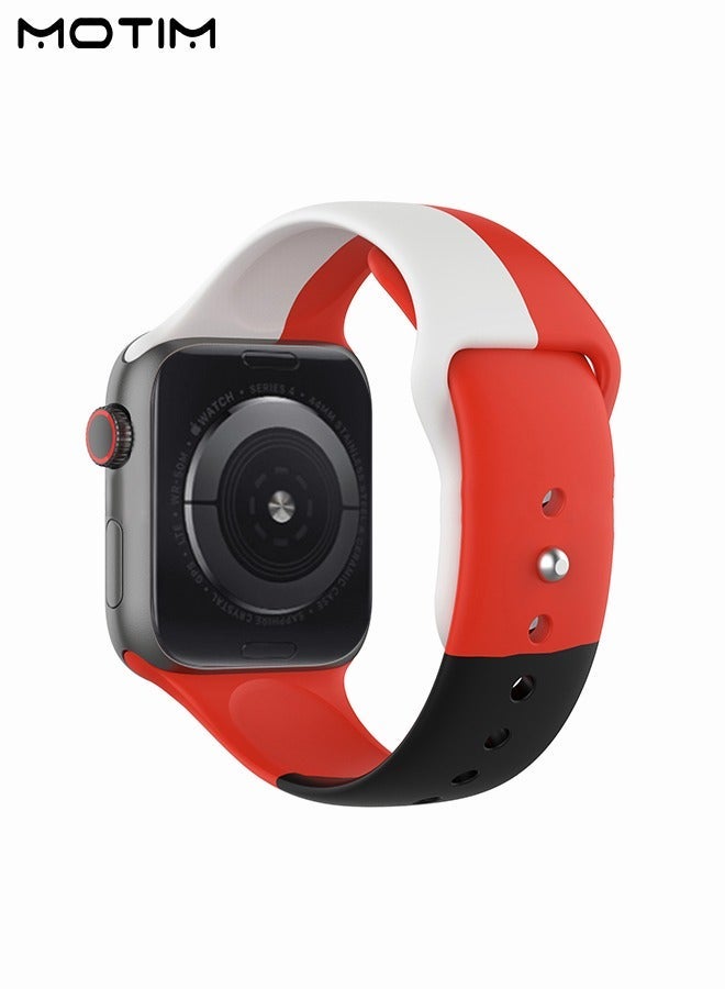 Soft Silicone Sports Strap/Band Compatible Apple Watch 38mm 40mm 41mm S/M Adjustible Waterproof Watch Replacement Strap for iWatch SE Series 8/7/6/5/4/3/2/1