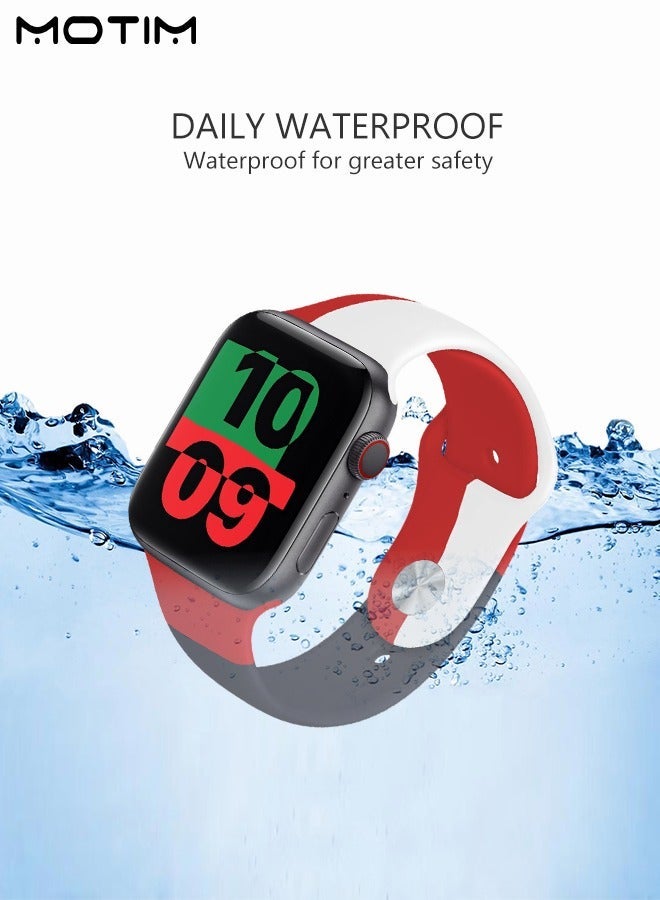 Soft Silicone Sports Strap/Band Compatible Apple Watch 38mm 40mm 41mm S/M Adjustible Waterproof Watch Replacement Strap for iWatch SE Series 8/7/6/5/4/3/2/1