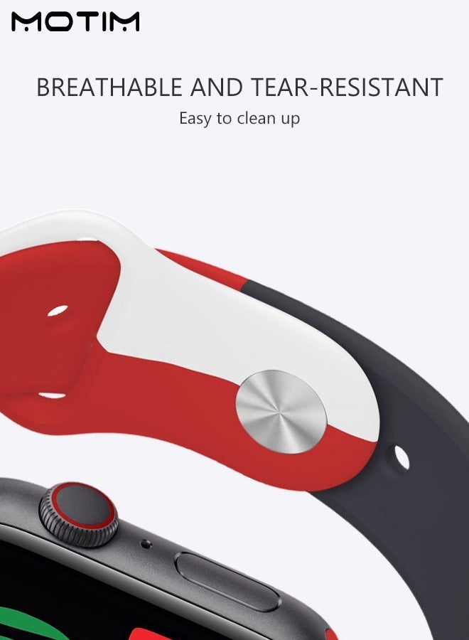 Soft Silicone Sports Strap/Band Compatible Apple Watch 38mm 40mm 41mm S/M Adjustible Waterproof Watch Replacement Strap for iWatch SE Series 8/7/6/5/4/3/2/1