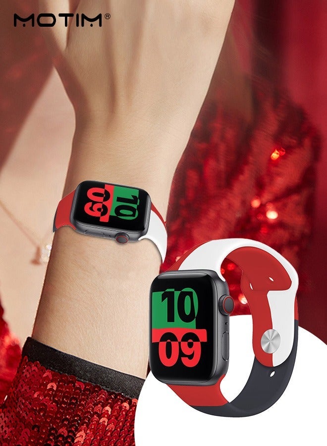 Soft Silicone Sports Strap/Band Compatible Apple Watch 38mm 40mm 41mm S/M Adjustible Waterproof Watch Replacement Strap for iWatch SE Series 8/7/6/5/4/3/2/1