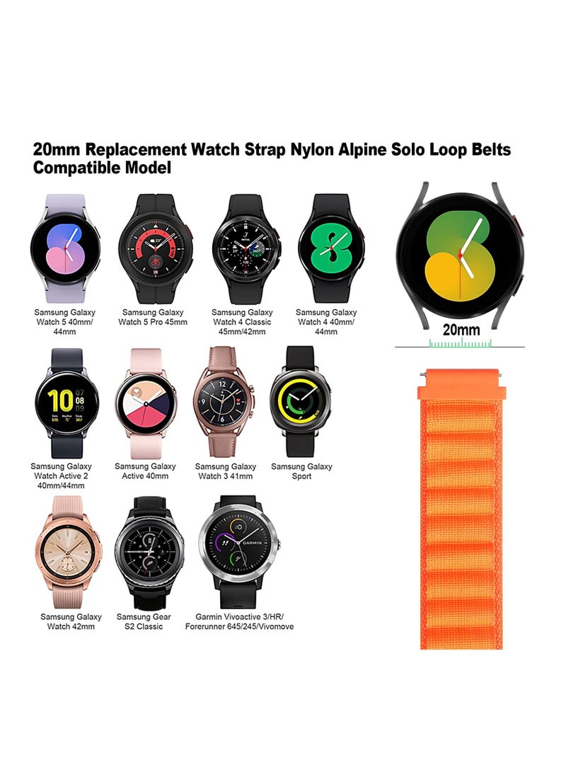 20mm Watch Straps Compatible with Samsung Galaxy Watch 6 Classic 47mm 43mm Galaxy Watch 6/5/4 40mm 44mm/Galaxy Watch 5 Pro Sport Nylon Strap Amazfit GTS 4 Quick Release Strap