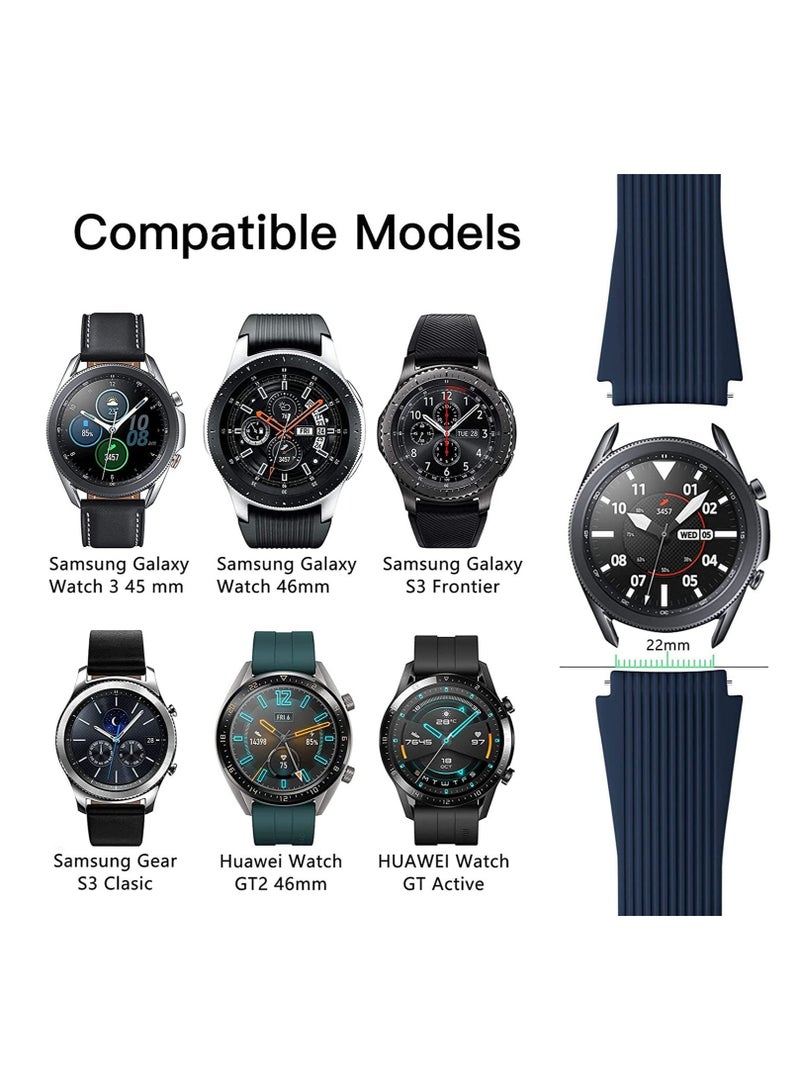 Silicone Watch Strap for Samsung Galaxy Watch/Gear S3/Watch With a Lug Width of 22mm, Soft Silicone Sport Wristband Replacement Straps, Vertical Grain Strap, for Men Women