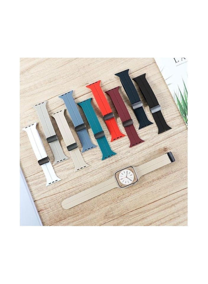 Magnetic for Apple Watch Band 49mm 45mm 44mm  42mm Women men,Silicone Sport Strap Replacement WristBands for Apple Watch Series 9/ultra 2/8/ultra/7/SE/SE 2nd/6/5/4/3/2/1,iWatch Bands