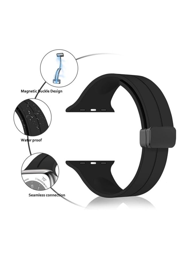 Magnetic for Apple Watch Band 49mm 45mm 44mm  42mm Women men,Silicone Sport Strap Replacement WristBands for Apple Watch Series 9/ultra 2/8/ultra/7/SE/SE 2nd/6/5/4/3/2/1,iWatch Bands