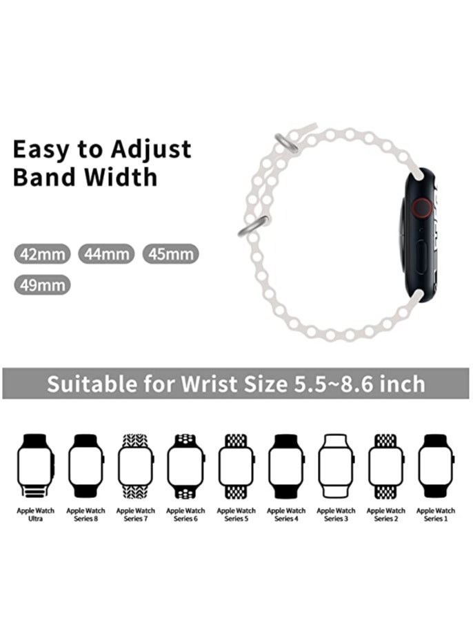 Ocean Silicone Sport Band - Compatible with Apple Watch Ultra 2/Ultra Band 49mm 45mm 44mm 42mm for Men Women, Breathable Soft Waterproof Strap for iWatch Ultra 2, iWatch Ultra Series SE 9/8/7/6/5/4