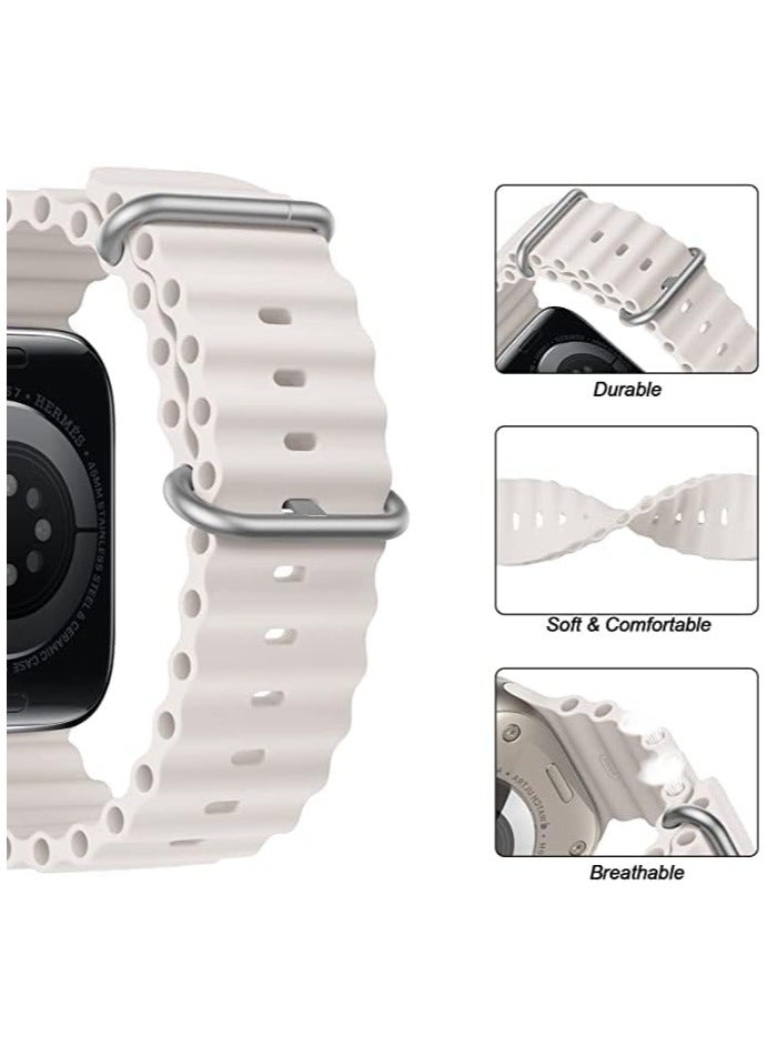 Ocean Silicone Sport Band - Compatible with Apple Watch Ultra 2/Ultra Band 49mm 45mm 44mm 42mm for Men Women, Breathable Soft Waterproof Strap for iWatch Ultra 2, iWatch Ultra Series SE 9/8/7/6/5/4