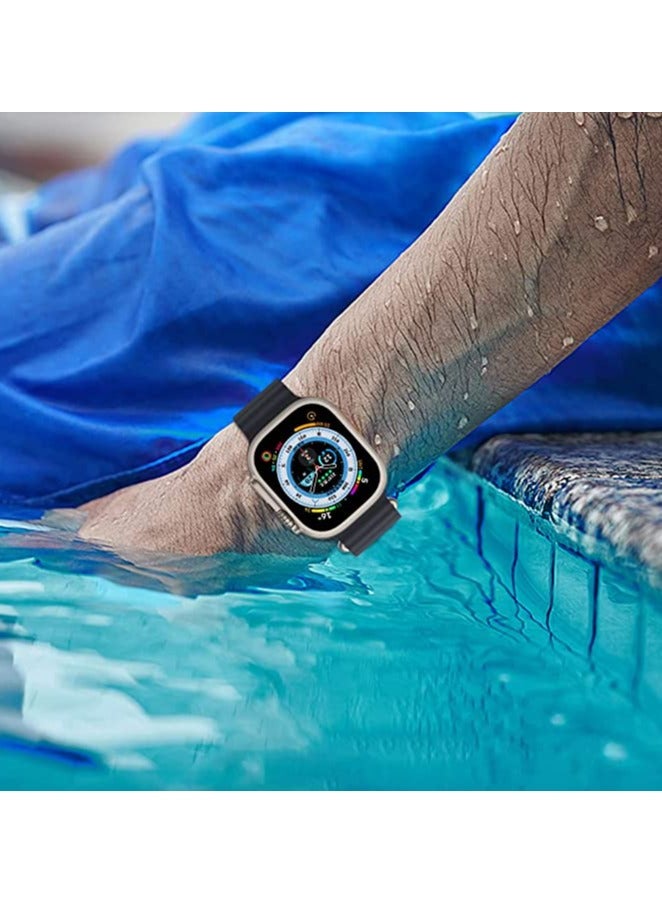 Ocean Silicone Sport Band - Compatible with Apple Watch Ultra 2/Ultra Band 49mm 45mm 44mm 42mm for Men Women, Breathable Soft Waterproof Strap for iWatch Ultra 2, iWatch Ultra Series SE 9/8/7/6/5/4