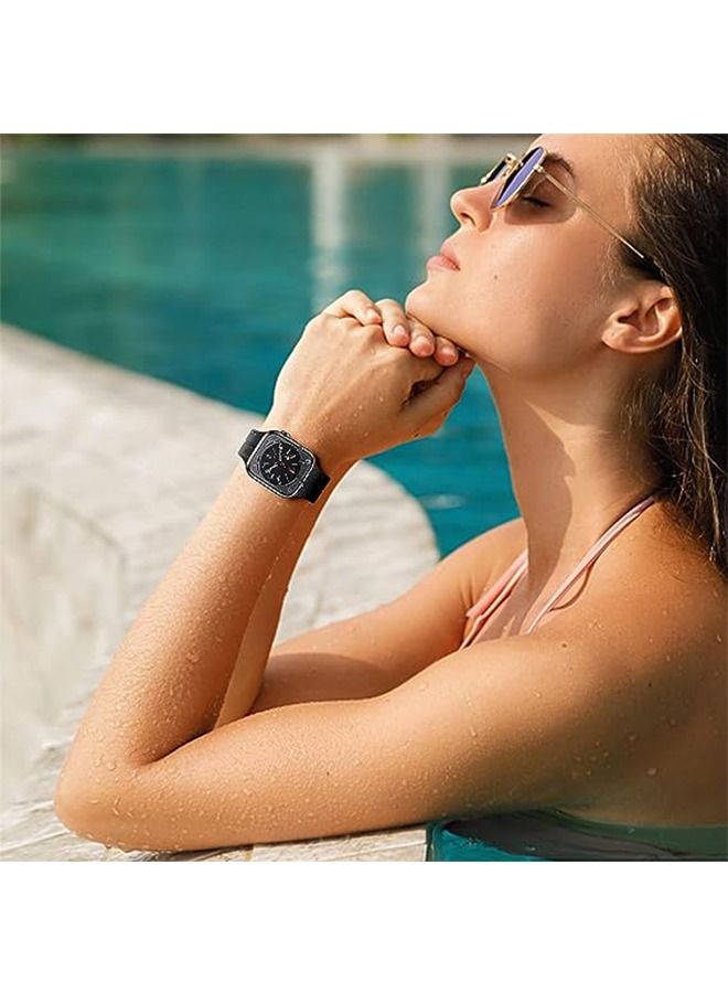 Magnetic Band D-buckle Silicone Sport Strap Replacement WristBand for Apple Watch SE Series 8/7/6/5/4/3/2/1 (38mm/40mm/41mm)