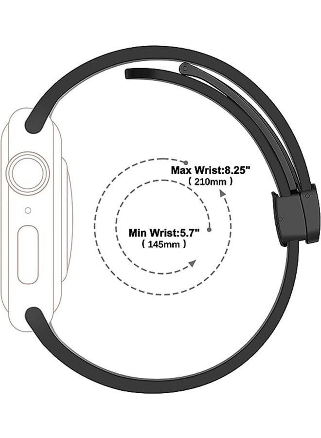 Magnetic Band D-buckle Silicone Sport Strap Replacement WristBand for Apple Watch SE Series 8/7/6/5/4/3/2/1 (38mm/40mm/41mm)