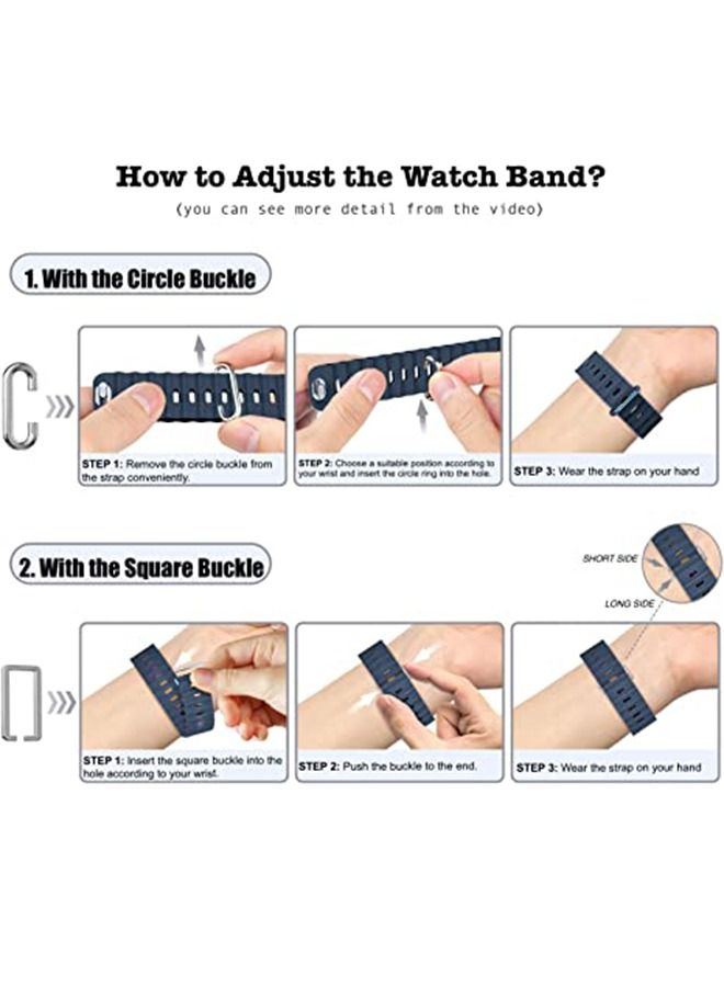1 Piece Apple Watch Ocean Band 49mm 45mm 44mm 42mm Soft Silicone Loop Strap For iWatch Series Ultra/8/7/SE/6/5/4/3/2/1 Blue