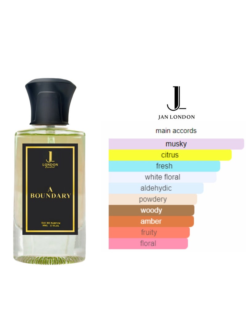 JAN LONDON ESSENTIAL - A BOUNDARY EDP Perfume For Men And Women Long Lasting Unisex Fragrance Inspired Perfumes for Ladies & Gents 50ml