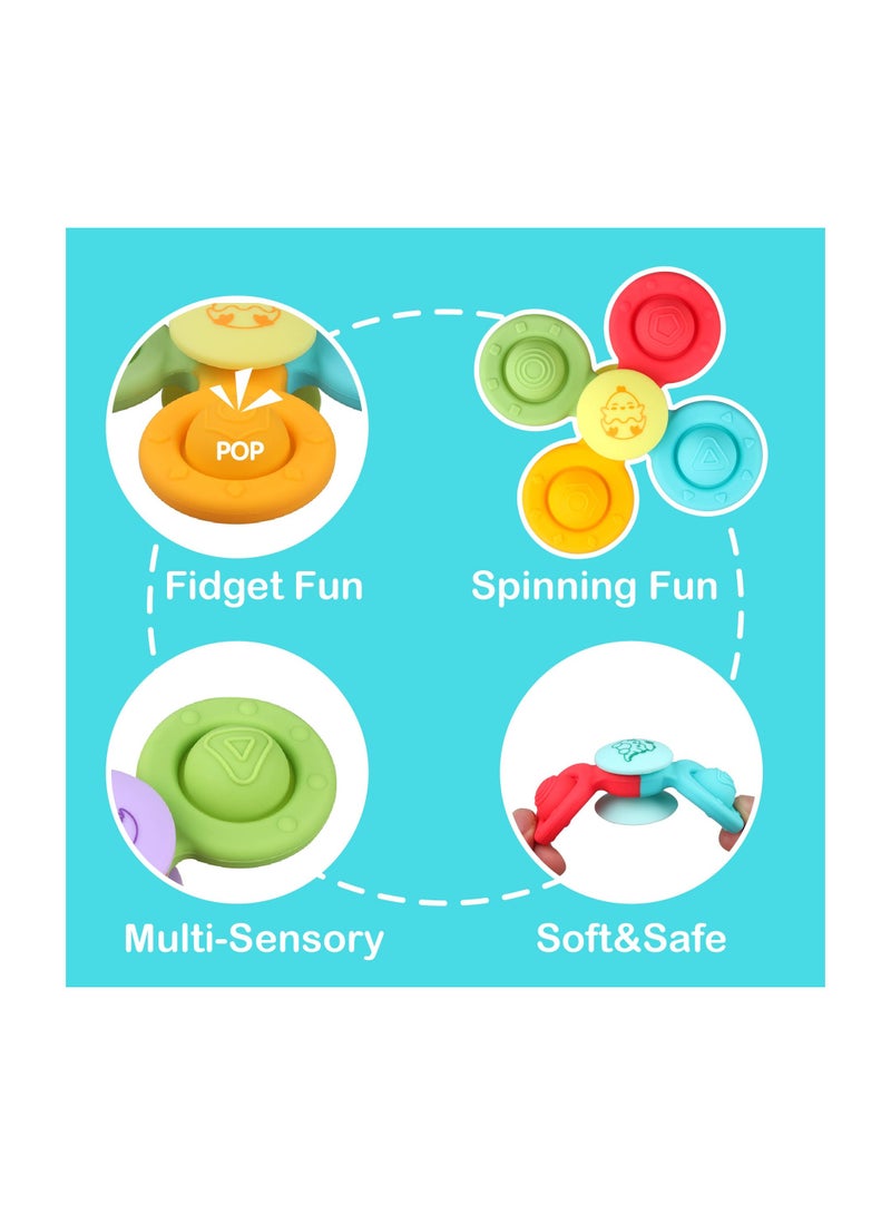 Suction Cup Spinner Toys 3 Pack Baby Montessori Sensory Educational Learning Toy