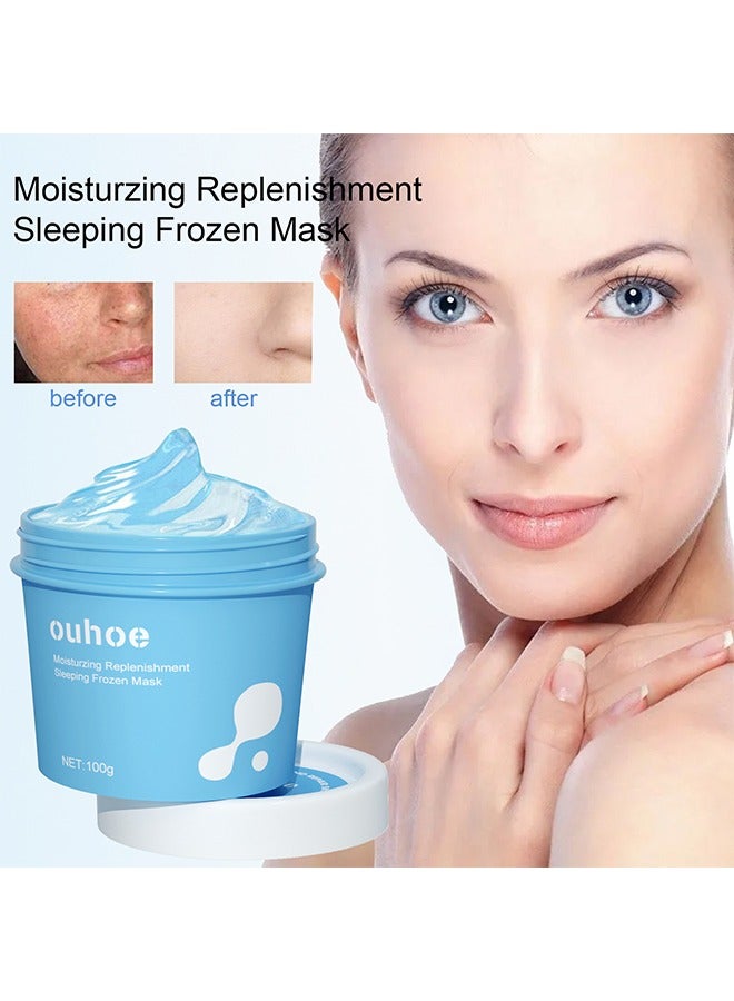 Moisturzing Replenishment Sleeping Frozen Mask,Hydrating and Moisturizing Sleeping Jelly Mask Shrinks Pores Rejuvenates Brightens Skin Refreshes and Moisturizes 100g