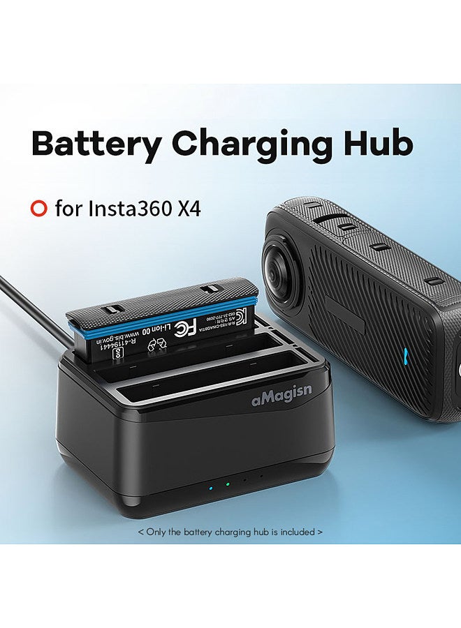 AD12 Panoramic Camera Battery Charger 3-slot Battery Charging Hub Type-C Fast Charging with TF Card Slots Compatible with Insta360 X4 Batteries