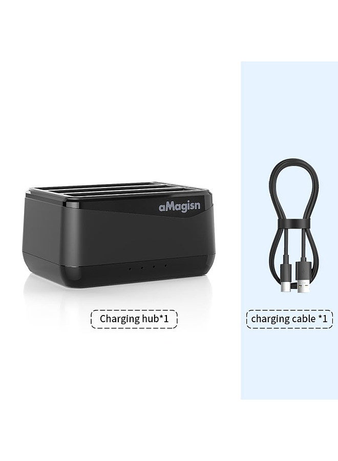 AD12 Panoramic Camera Battery Charger 3-slot Battery Charging Hub Type-C Fast Charging with TF Card Slots Compatible with Insta360 X4 Batteries