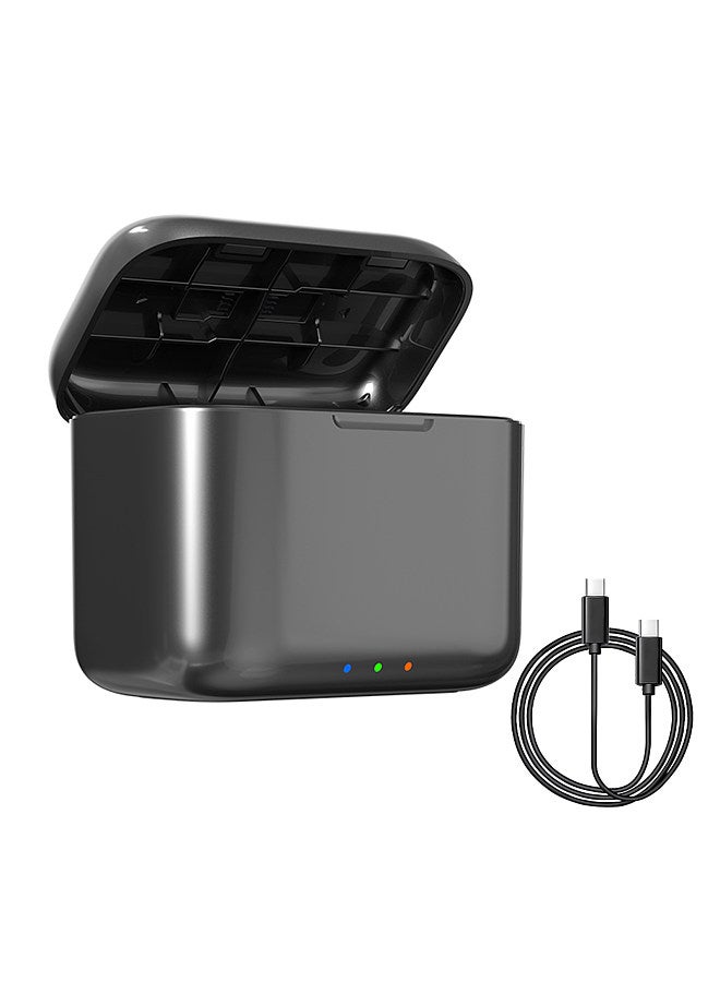 AD13 2-slot Battery Charger Portable PD3.0/ PD2.0 Fast Charging Box Battery Charging Case with TF Card Storage Slots Replacement for Insta360 X4 Batteries
