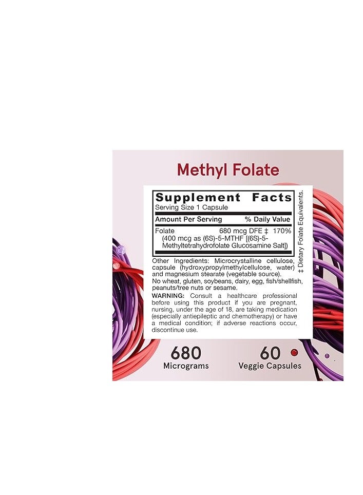 Vegan Methyl Folate Extra Strength 400 mcg 60 Veggie Capsules