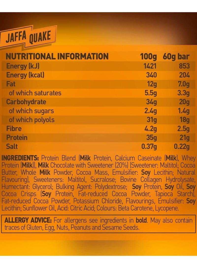 Grenade Hi Protein Bar Jaffa Quake Flavor 60g Pack of 12