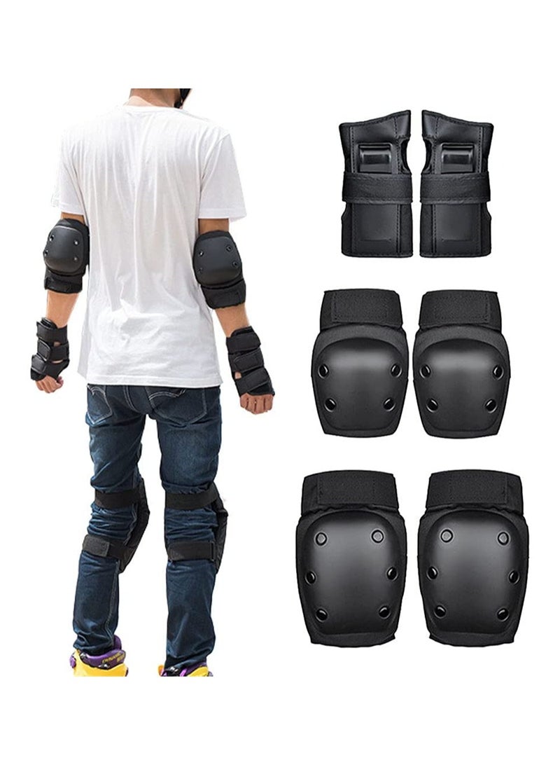 6 Pcs Knee Pads Knee Pads Wrist Pads 3 in 1 for Skateboard Roller Skate Snowboard Bike Ride Size M