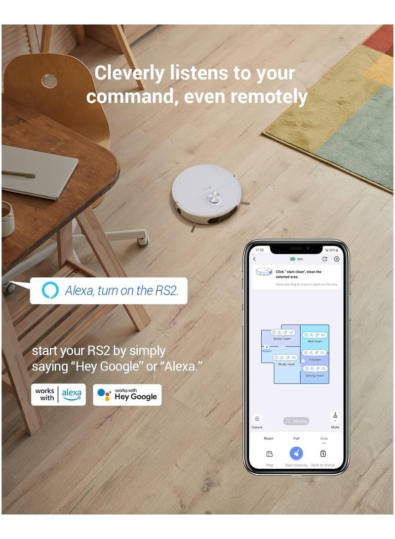 RS2 Robot Vacuum Cleaner Washer with Station, Automatic Emptying/Automatic Washing/Automatic Drying/Automatic Station Cleaning/Automatic Filling, AI 3D Obstacle Detection