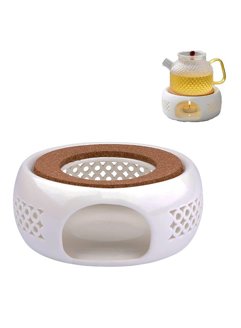 Ceramic Teapot Heater with Cork Cushion Coffee Tea Warmer for Glass Teapot Stainless Steel Teapot