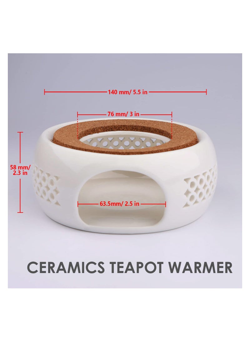 Ceramic Teapot Heater with Cork Cushion Coffee Tea Warmer for Glass Teapot Stainless Steel Teapot