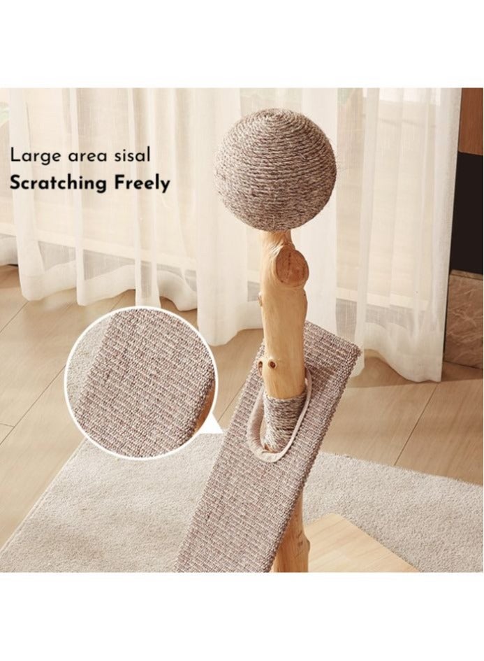 SOPAPETS High-End Large Cat Scratcher, Rubber Wood and Natural Sisal Made, Elegant and Durable 48x30x104cm