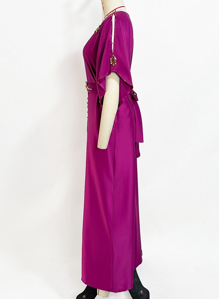 Hand Sewing Middle Eastern Party Holiday Dress Purple