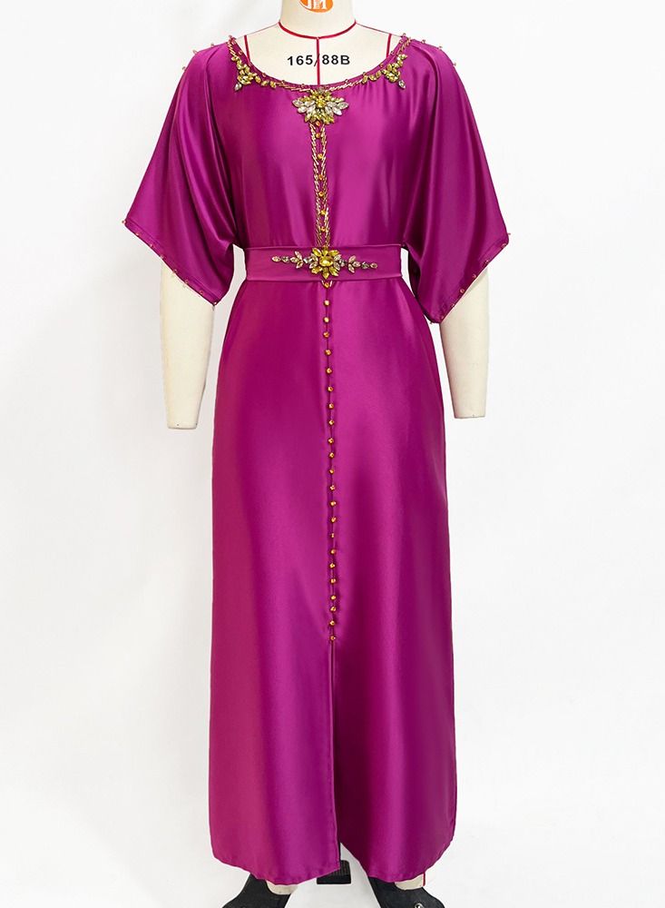 Hand Sewing Middle Eastern Party Holiday Dress Purple