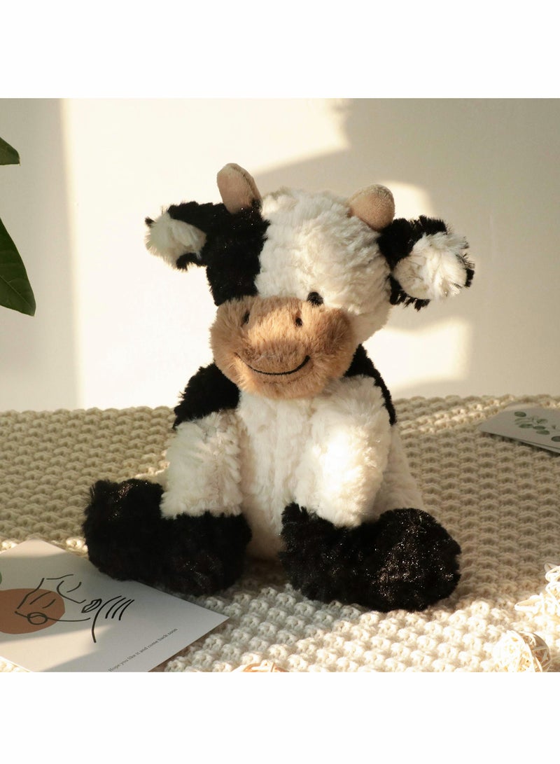 Plush Cow Toy Floppy Dairy Cattle Soft Stuffed Animal Cute Birthday for Boys Girls Kids Toddlers, 9''