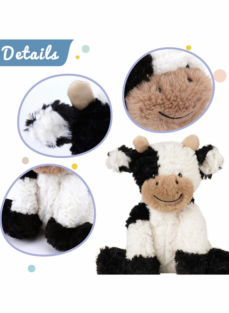 Plush Cow Toy Floppy Dairy Cattle Soft Stuffed Animal Cute Birthday for Boys Girls Kids Toddlers, 9''